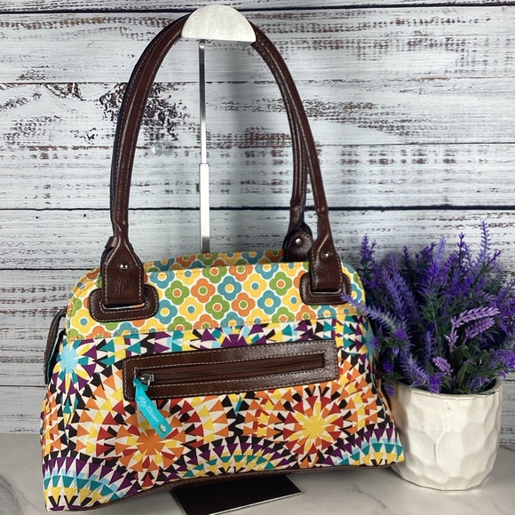 LILY BLOOM BRIGHT FLORAL MULTICOLOR HAND SHOULDER BAG SPRING SUMMER PURSE GUC - Picture 6 of 10